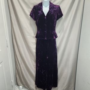 Watters and Watters Vintage 80s Luxurious Crushed Purple Velvet Pantsuit Set